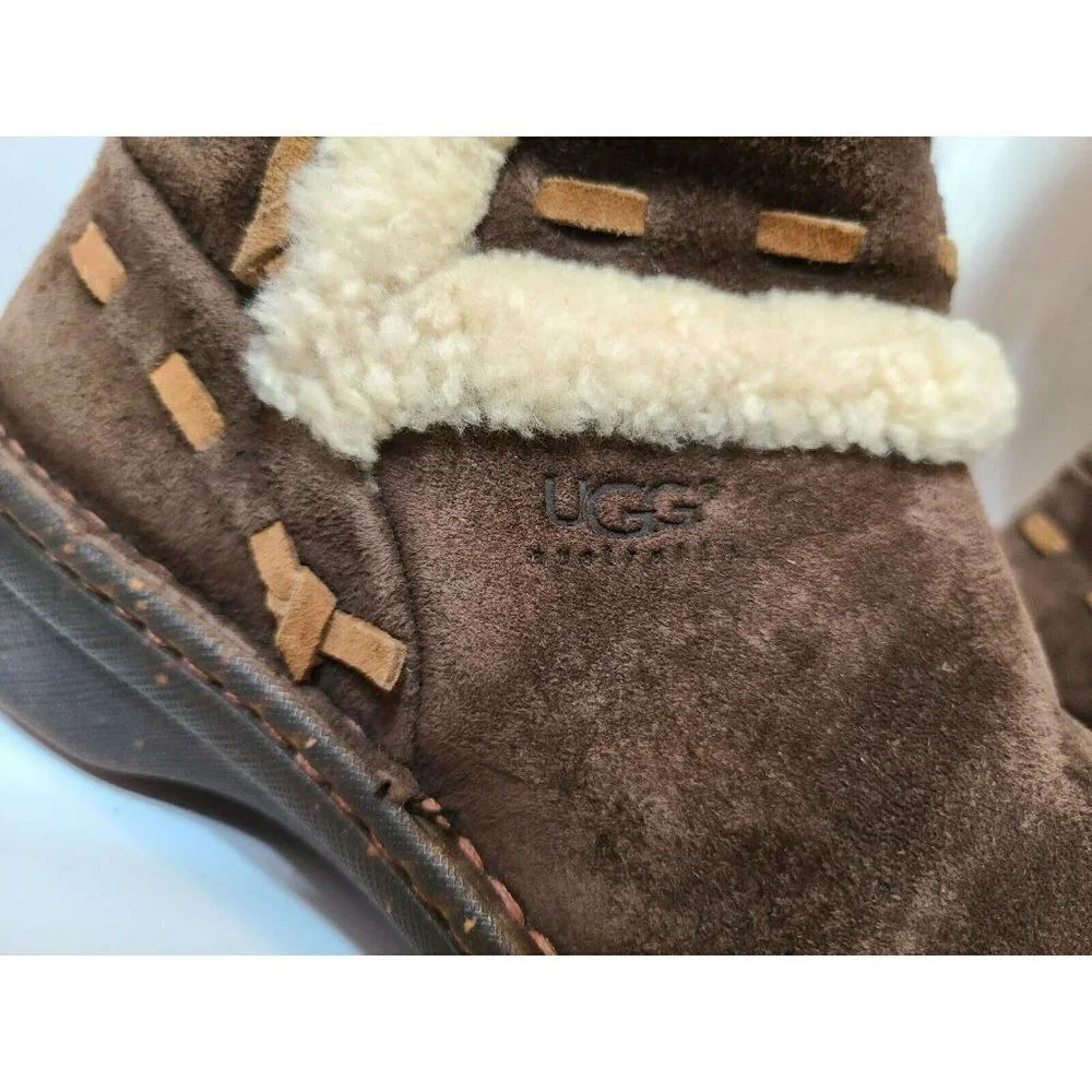 Ugg Elijo Womens Boots Size 7 run small  #6 Brown Suede Pull On Shoes 5674